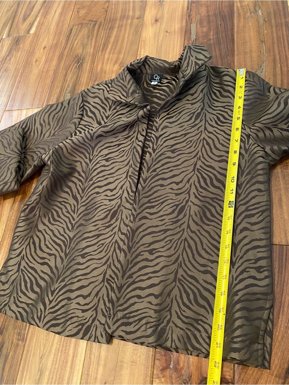 Connie Roberson Brown Black Tiger Stripe 100% Jacquard Silk Size S Pristine - Picture 8 of 8